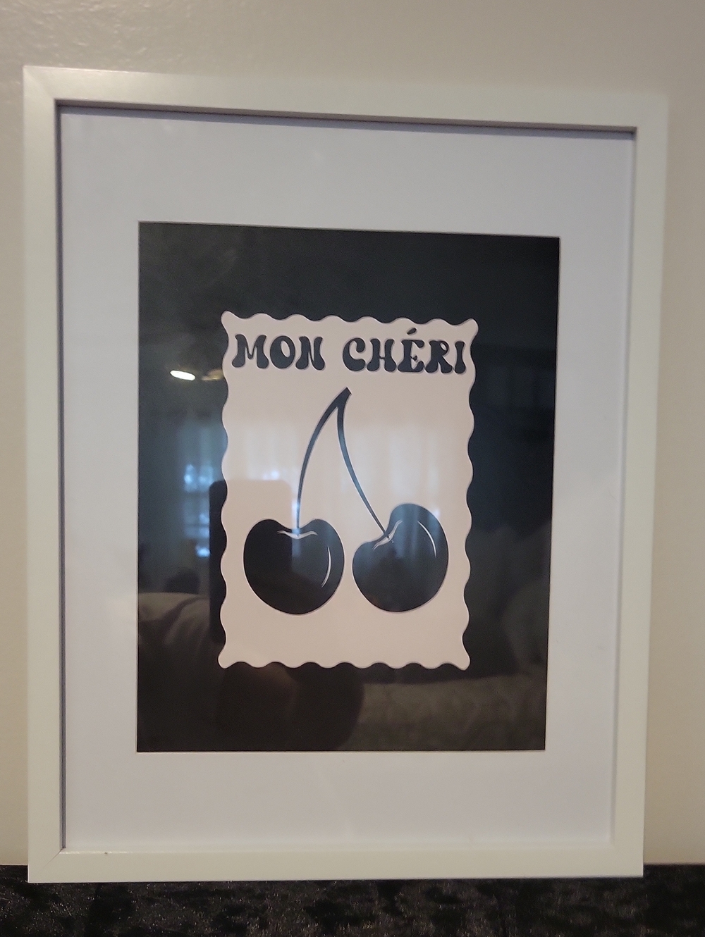 Mon Chéri🖤 "My Dear" Cherry Wall Art Print in Black and White